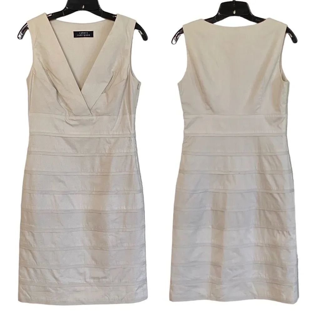 Robert RodriguezTan Tiered Sleeveless Sheath Dress Sz 8